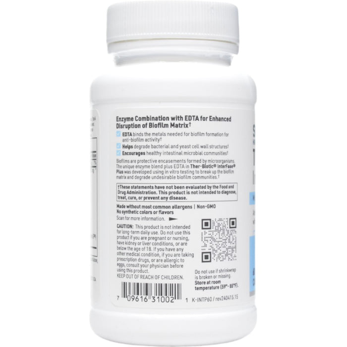 Klaire Labs/SFI Health Ther-Biotic InterFase Plus 60 capsules label information panel