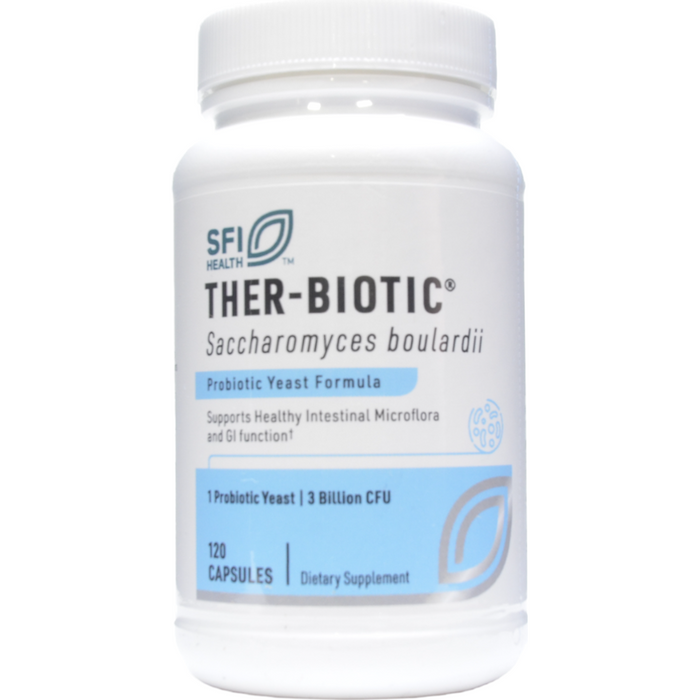 Klaire Labs/SFI Health Ther-Biotic Saccharomyces Boulardii, 120 capsules, front of bottle
