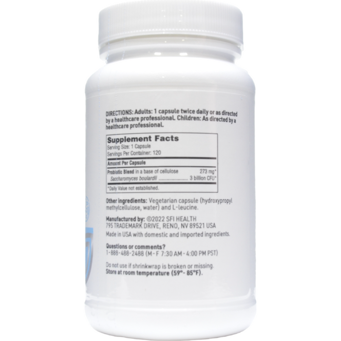 Ther-Biotic Saccharomyces Boulardii 120 capsules by Klaire Labs/SFI Health, Supplement Facts label