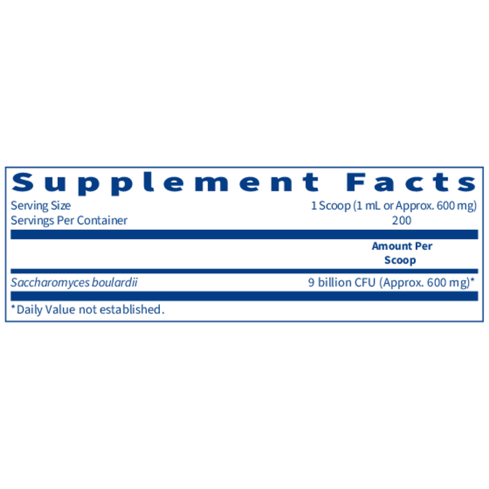 Ther-Biotic Saccharomyces Boulardii Powder 4.48 oz by Klaire Labs/SFI Health, Supplement Facts label