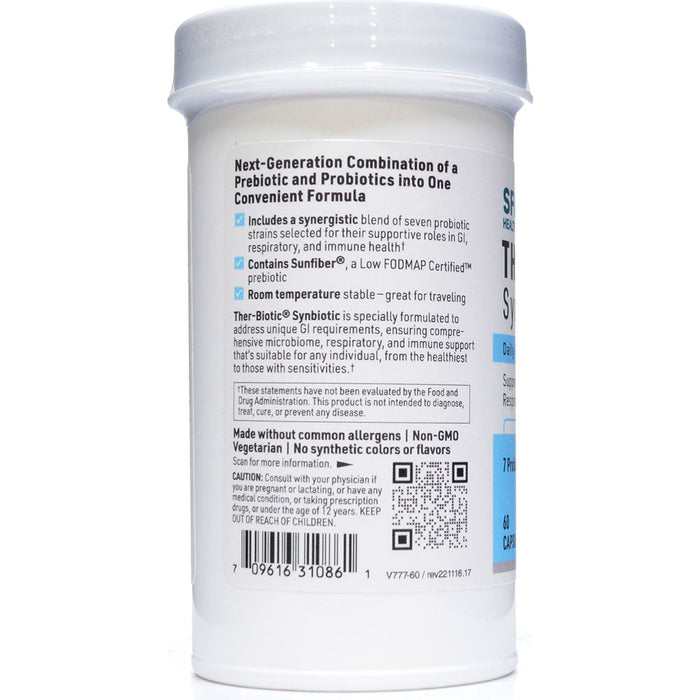 Ther-Biotic Synbiotic 60 capsules by Klaire Labs/SFI Health, bottle label