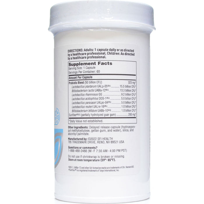 Ther-Biotic Synbiotic 60 capsules by Klaire Labs/SFI Health, bottle label