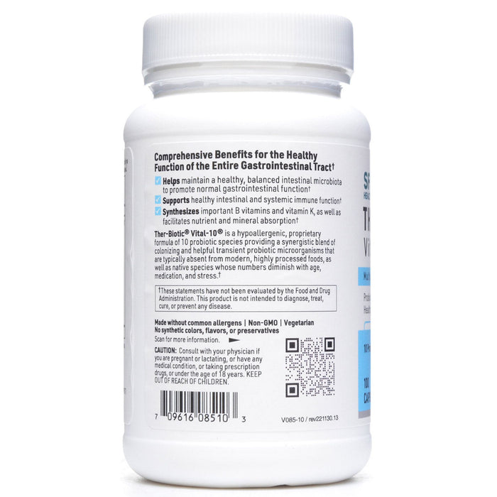 Product label image of Ther-Biotic Vital-10 100 vcaps by Klaire Labs/SFI Health