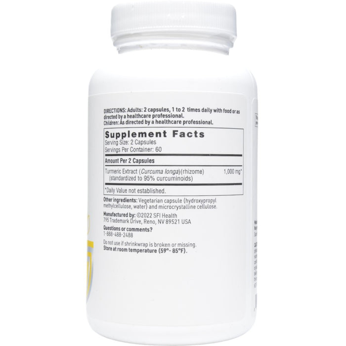 Turmeric Extract 1000 mg 120 vcaps by Klaire Labs/SFI Health, Supplement Facts label