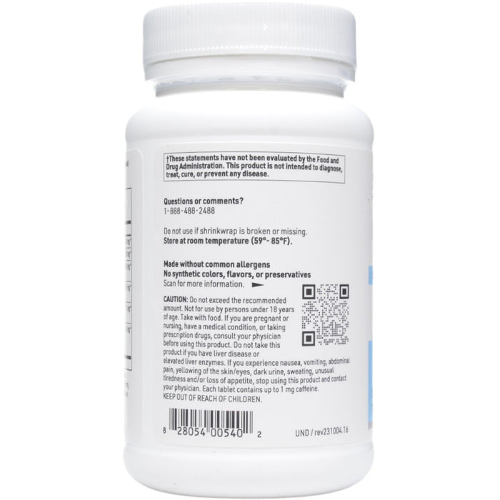 Undecylex 120 tabs by Klaire Labs/SFI Health, bottle label