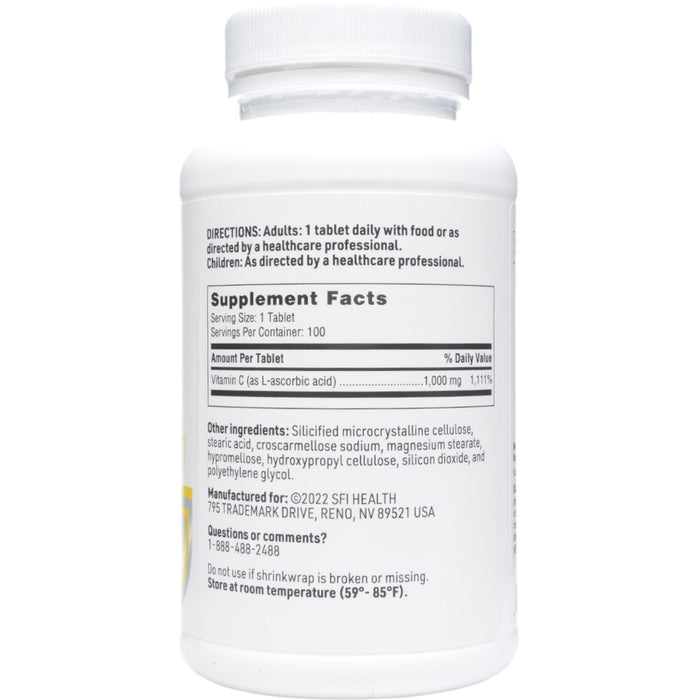 Vitamin C 1000 mg 100 tabs by Klaire Labs/SFI Health, Supplement Facts label