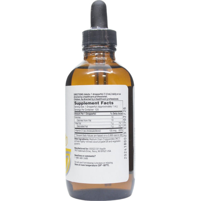 Vitamin D3 5000 IU Liquid 120 mL by Klaire Labs/SFI Health, Supplement Facts label