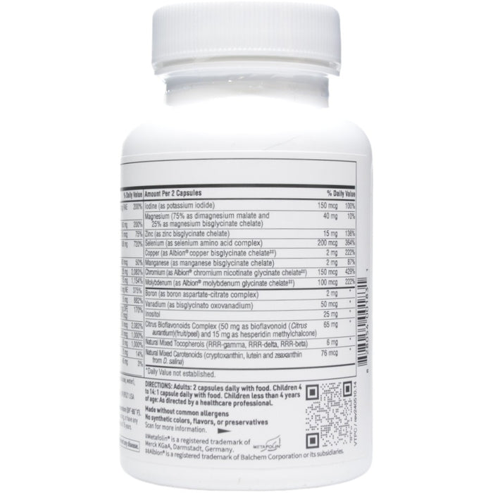 VitaPrime Iron-Free Capsule Form 60 caps by Klaire Labs/SFI Health, Supplement Facts label (continued)