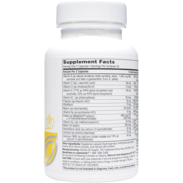 VitaPrime Iron-Free Capsule Form 60 caps by Klaire Labs/SFI Health, Supplement Facts label