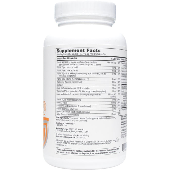 VitaSpectrum 180 vcaps by Klaire Labs/SFI Health, Supplement Facts label