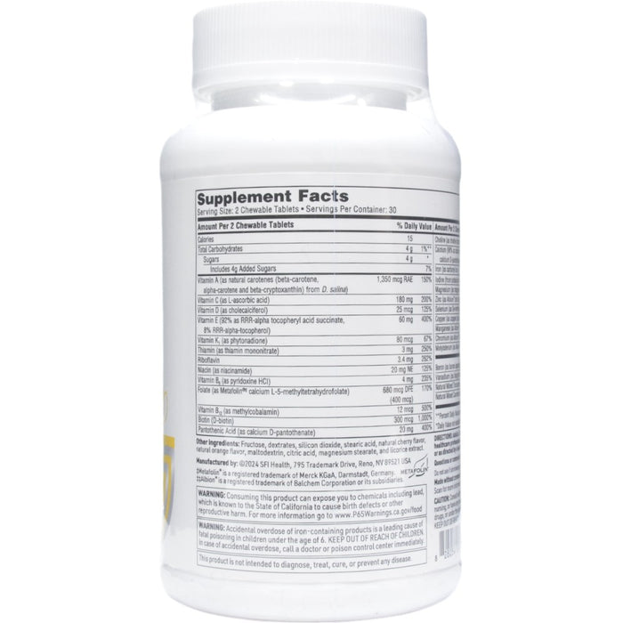 VitaTab Chewable 60 tabs by Klaire Labs/SFI Health, Supplement Facts label