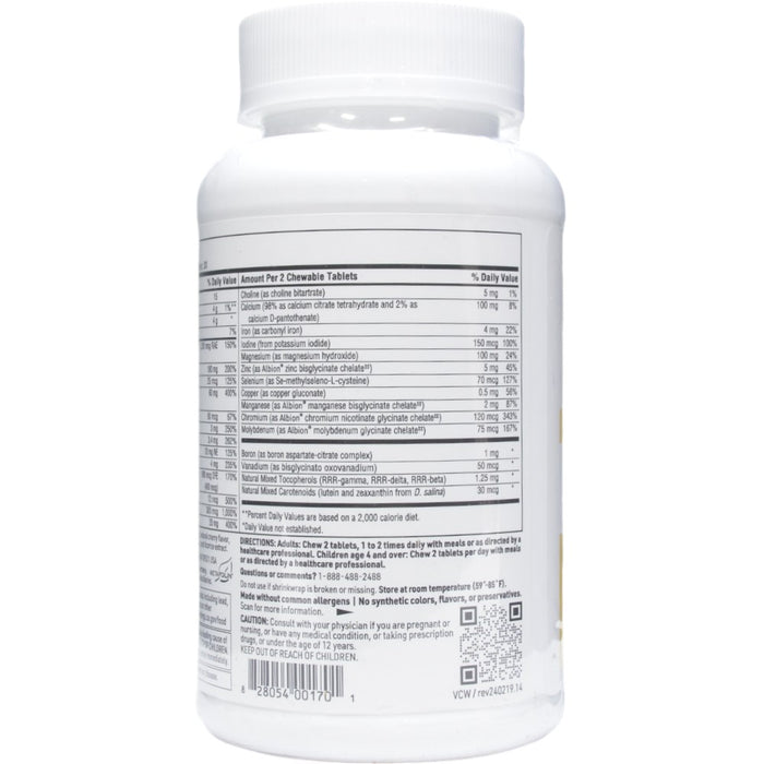 Klaire Labs/SFI Health VitaTab Chewable 60 tablets supplement facts label 2