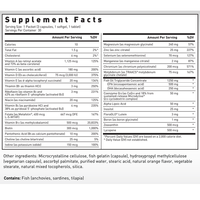 Klean Athlete Klean Sport Pack 30 packets supplement facts label