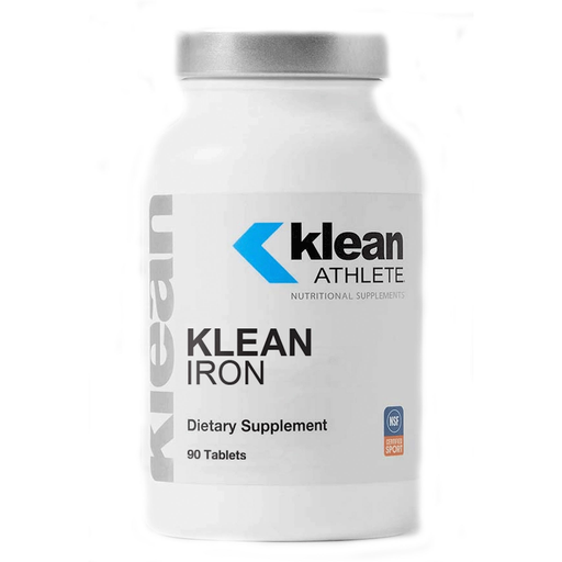klean iron supplement bottle on white background