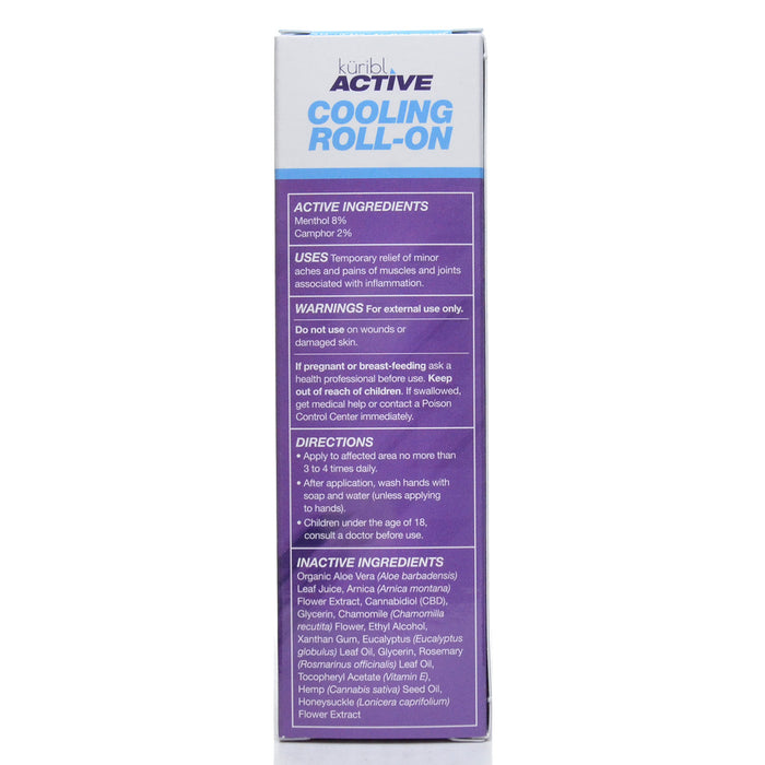 Kuribl Active Cooling Roll-On 2000 mg CBD 3 fl oz drug facts label