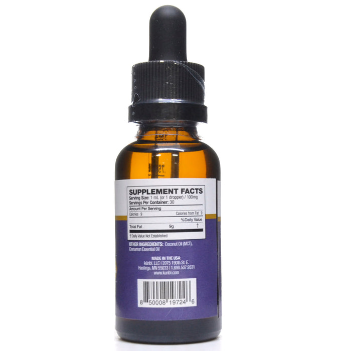 Kuribl CBD Tincture 3000 mg Full Spectrum Cinnamon 1 fl oz supplement facts label