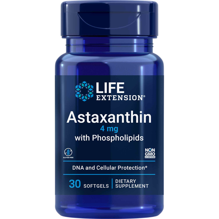Life Extension Astaxanthin with Phospholipids 84 mg, 30 softgels, front of bottle
