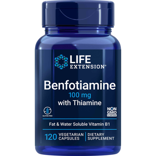 Life Extension Benfotiamine with Thiamine, 120 capsules, front of bottle