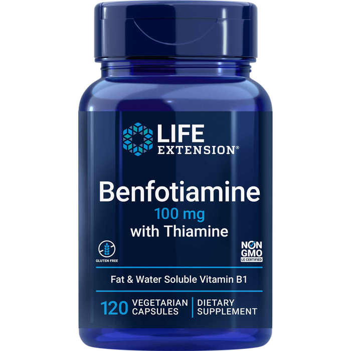 Life Extension Benfotiamine with Thiamine, 120 capsules, front of bottle