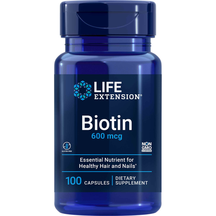 Life Extension Biotin 600 mcg, 100 capsules, front of bottle
