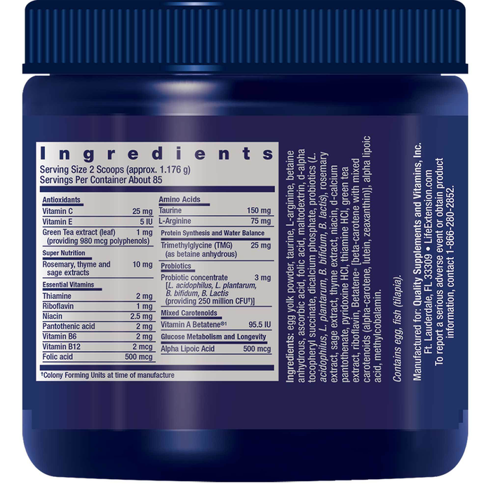Life Extension Cat Mix 100 g ingredients label