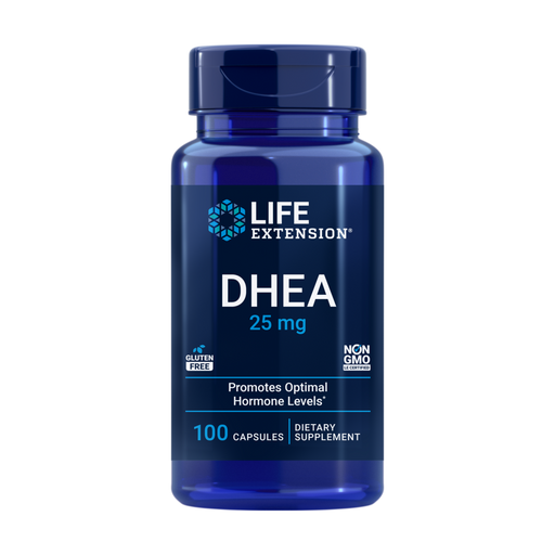 Life Extension DHEA 25 mg, 100 capsules, front of bottle