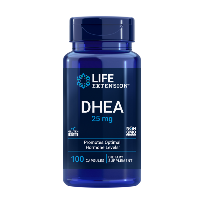 Life Extension DHEA 25 mg, 100 capsules, front of bottle