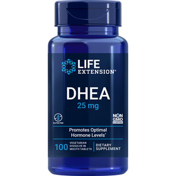 Life Extension DHEA 25 mg, 100 tablets, front of bottle