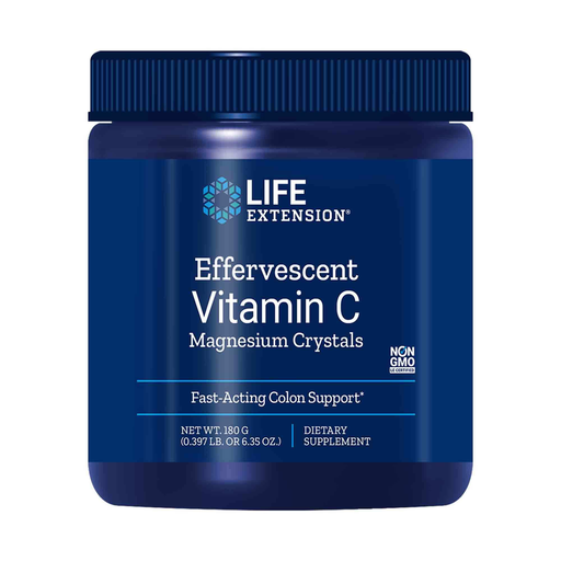 Life Extension Effervescent Vitamin C Magnesium Crystals, 180 g, front of jar