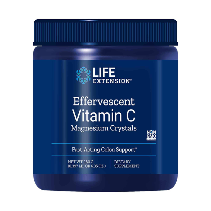 Life Extension Effervescent Vitamin C Magnesium Crystals, 180 g, front of jar