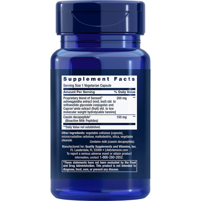 Life Extension Enhanced Natural Sleep without Melatonin 30 capsules supplement facts label