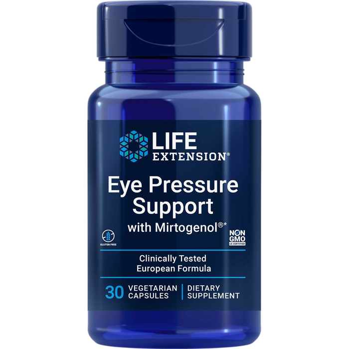 Life Extension Eye Pressure Support with Mirtogenol, 30 capsules, front of bottle