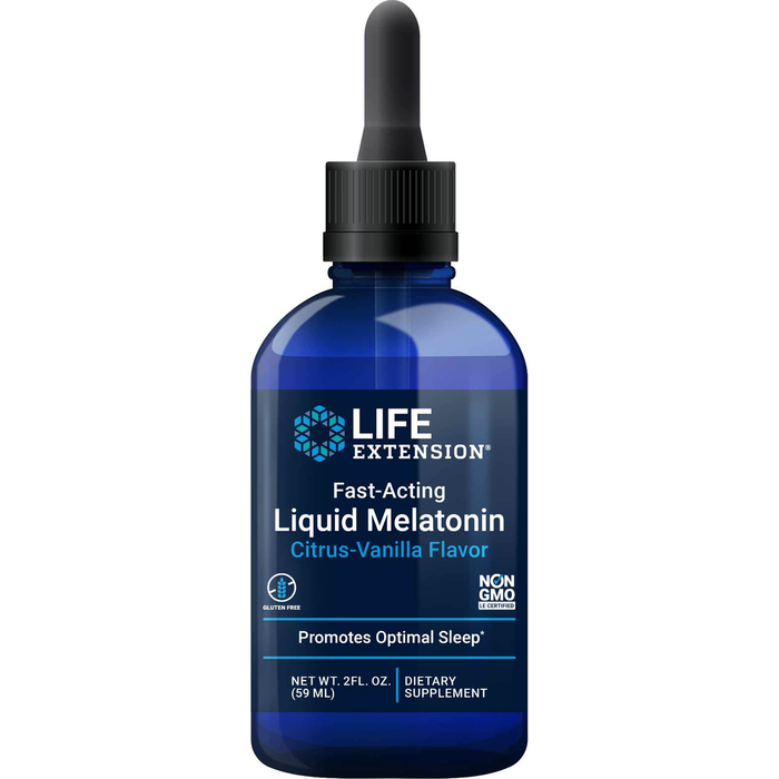 Life Extension Fast-Acting Liquid Melatonin Citrus-Vanilla, 2 oz, front of bottle