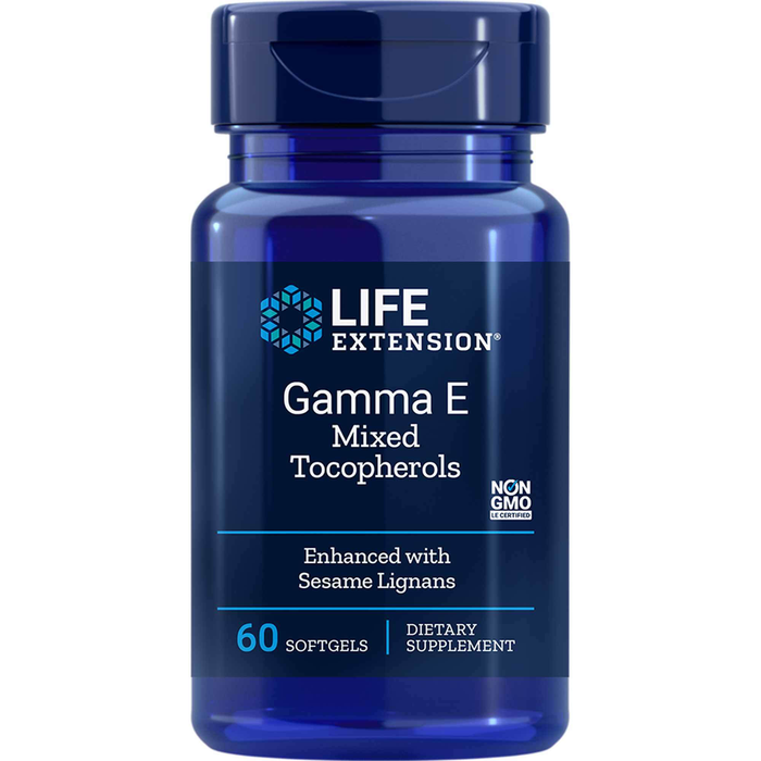 Life Extension Gamma E Mixed Tocopherols, 60 softgels, front of bottle