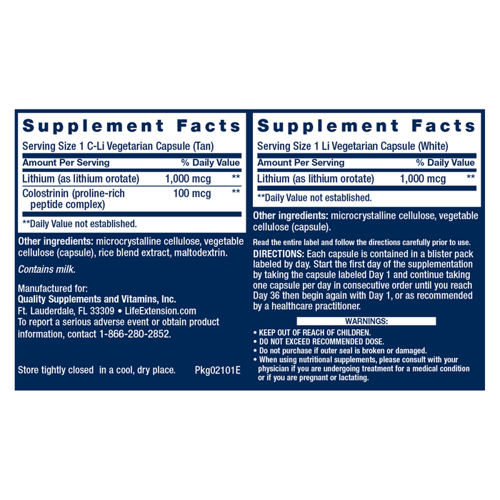 Life Extension Memory Protect 36 capsules supplement facts label