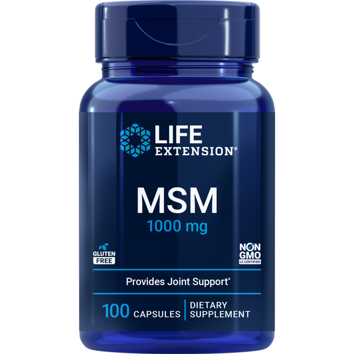 Life Extension MSM 1000 mg, 100 capsules, front of bottle