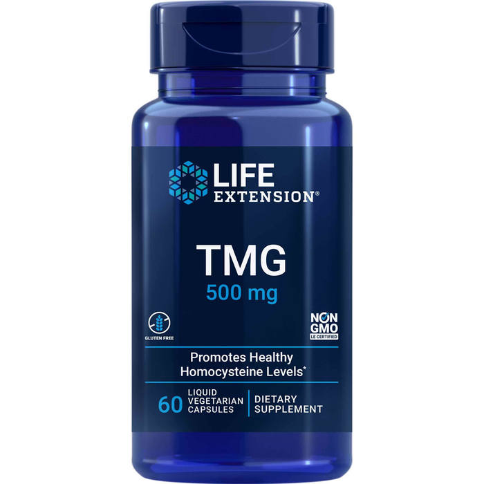 Life Extension TMG 500 mg, 60 capsules, front of bottle