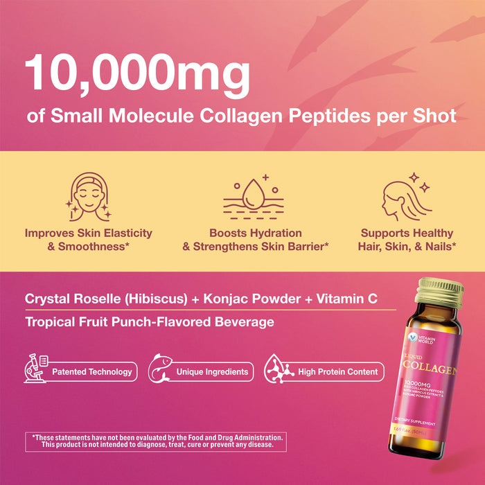 10,000 mg of Small Molecule Collagen Peptides per Shot