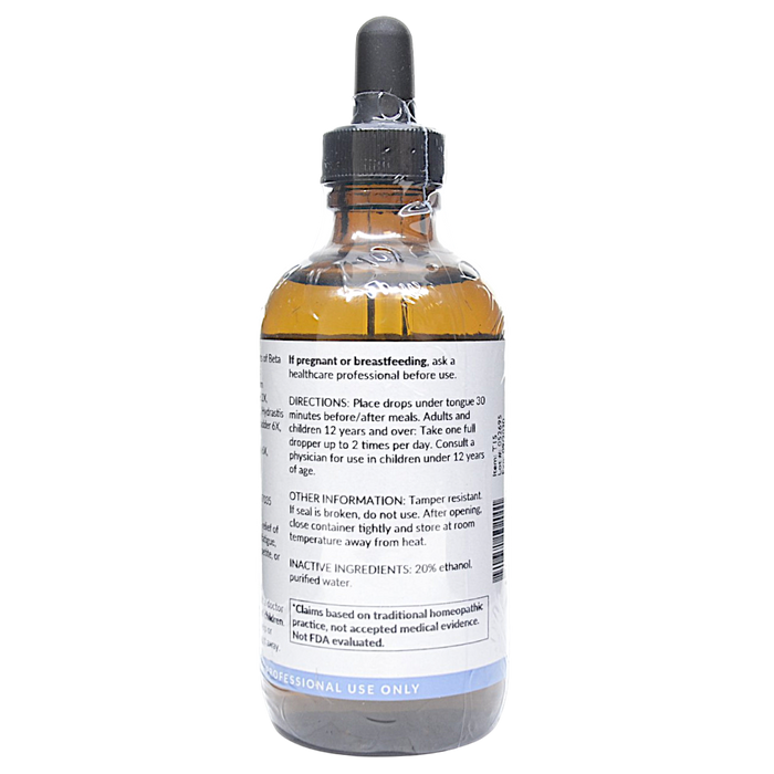 Bottle with inactive ingredients label on a white background