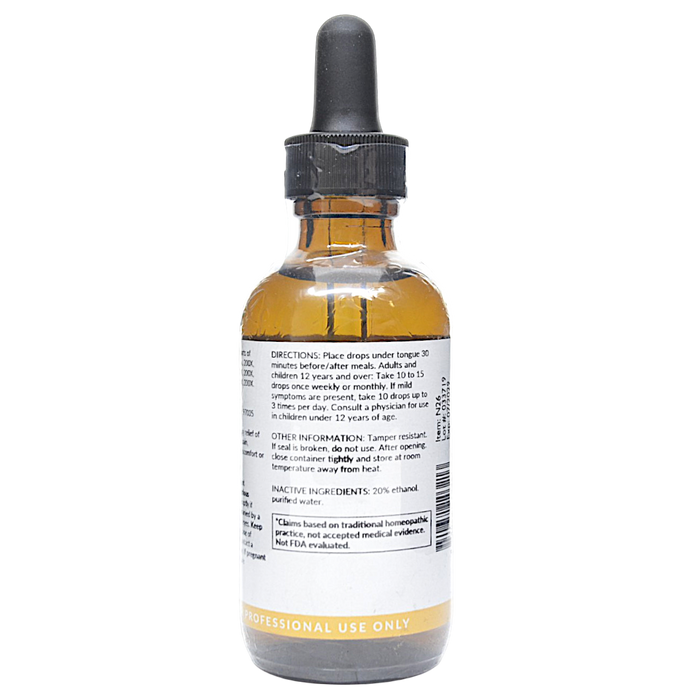 Bottle with inactive ingredients label on a white background