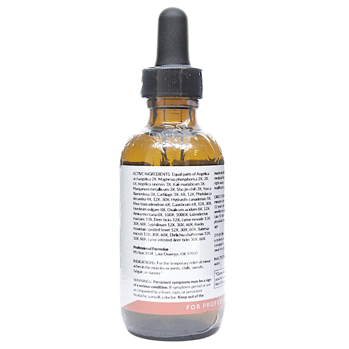 Bottle with active ingredients label on a white background