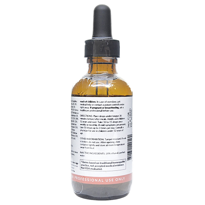 Bottle with inactive ingredients label on a white background