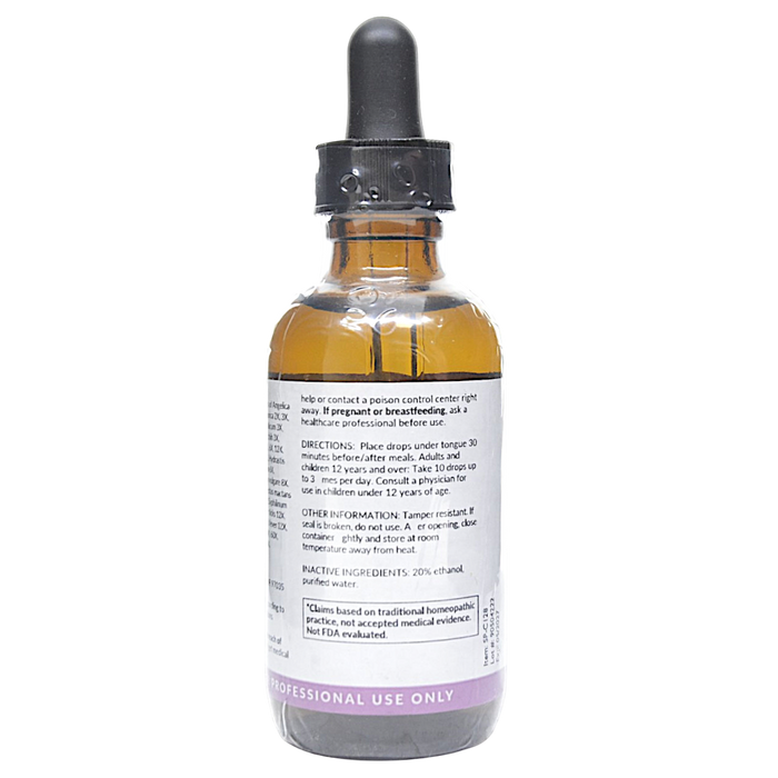 Bottle with inactive ingredients label on a white background