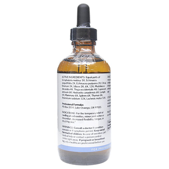Bottle with active ingredients label on a white background