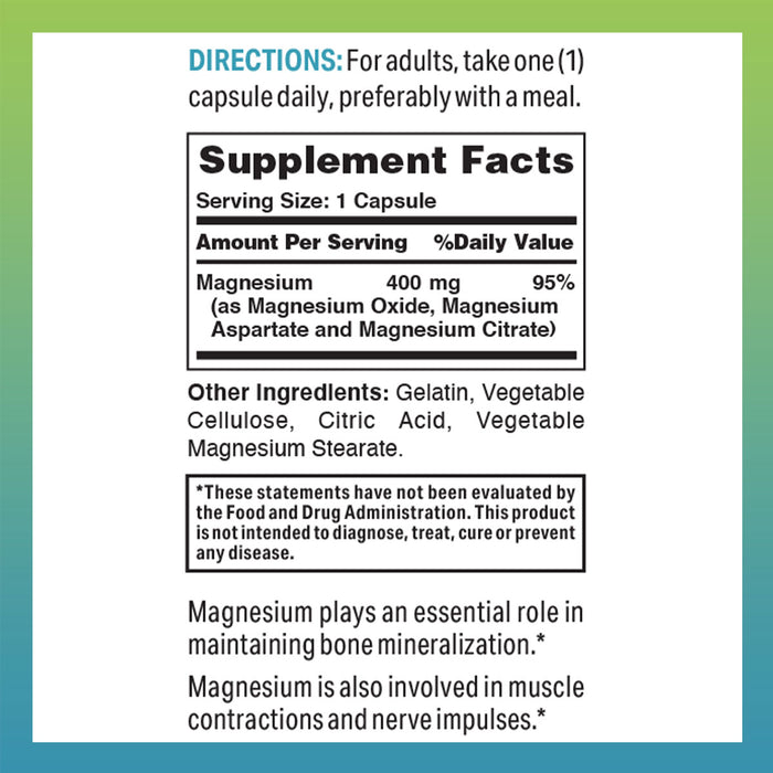 Supplement Facts label - Magnesium Complex 400 mg