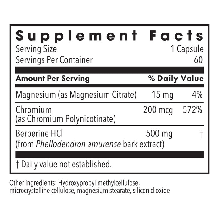Metabolic Maintenance Berberine + Chromium 60 capsules supplement facts label