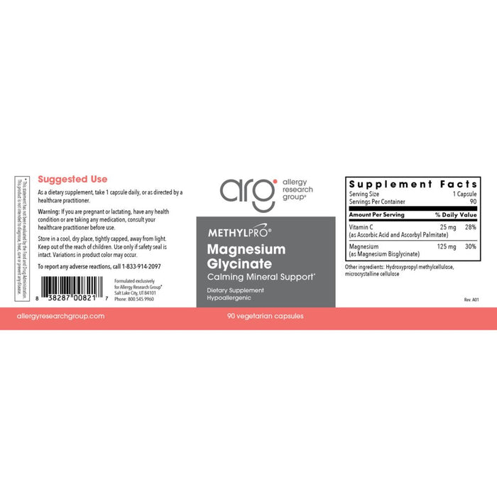 Metabolic Maintenance Magnesium Glycinate 125 mg 90 capsules full label