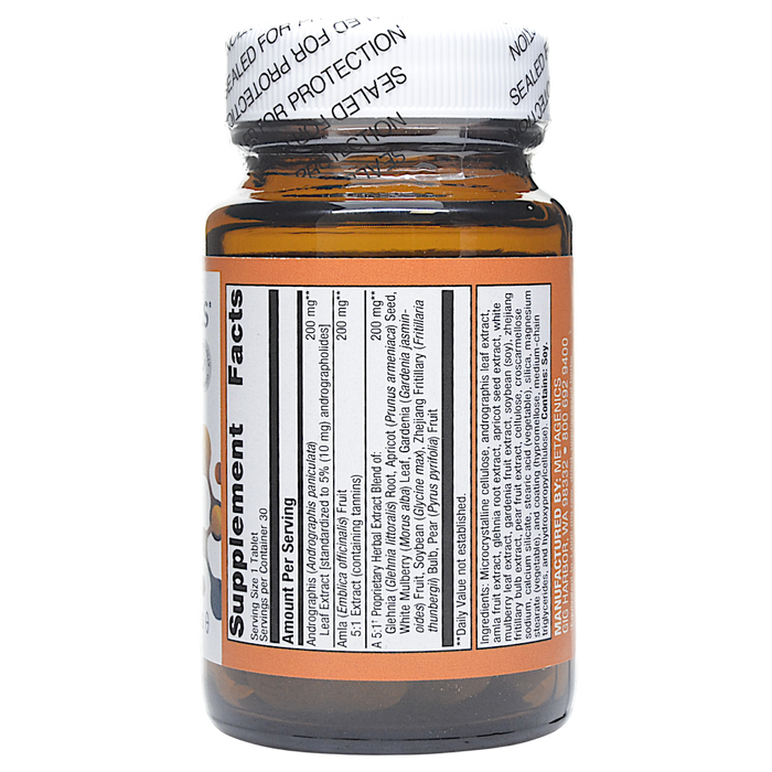 Metagenics Andrographis Plus 30 tablets supplement facts label
