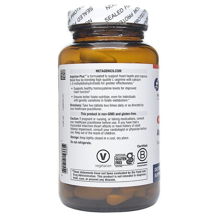 Metagenics Arginine Plus 120 tablets suggested use label