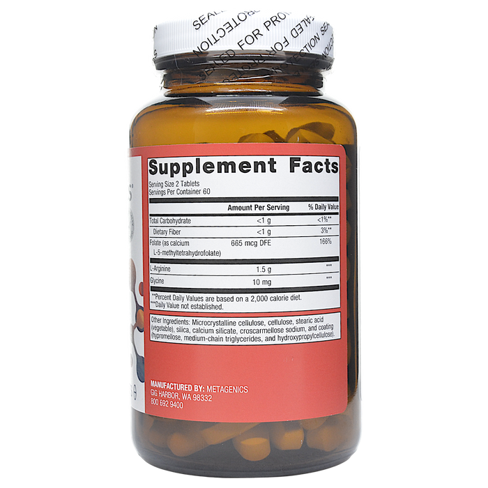 Metagenics Arginine Plus 120 tablets supplement facts label